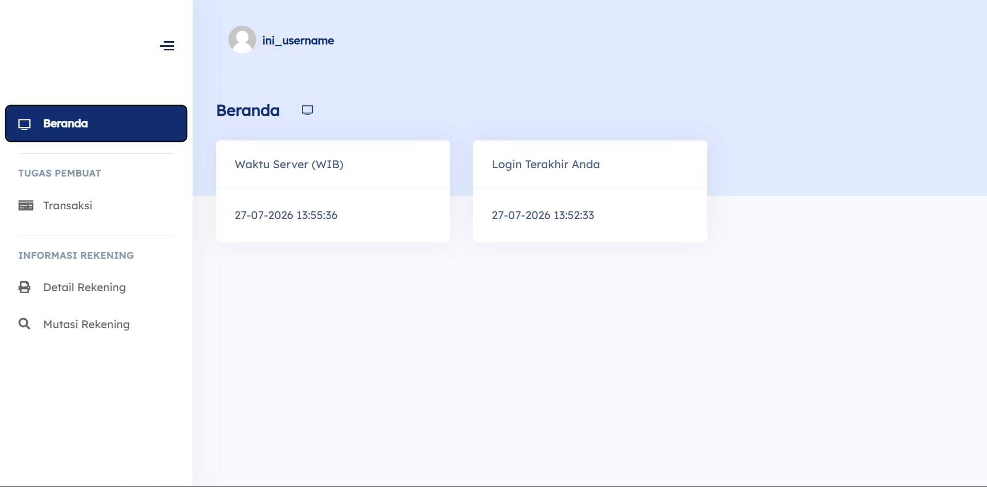Menu Dashboard